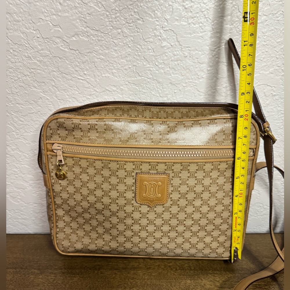 Céline Vintage Macadam Tan Leather Shoulder Crossbody Bag EUC - Picture 3 of 14